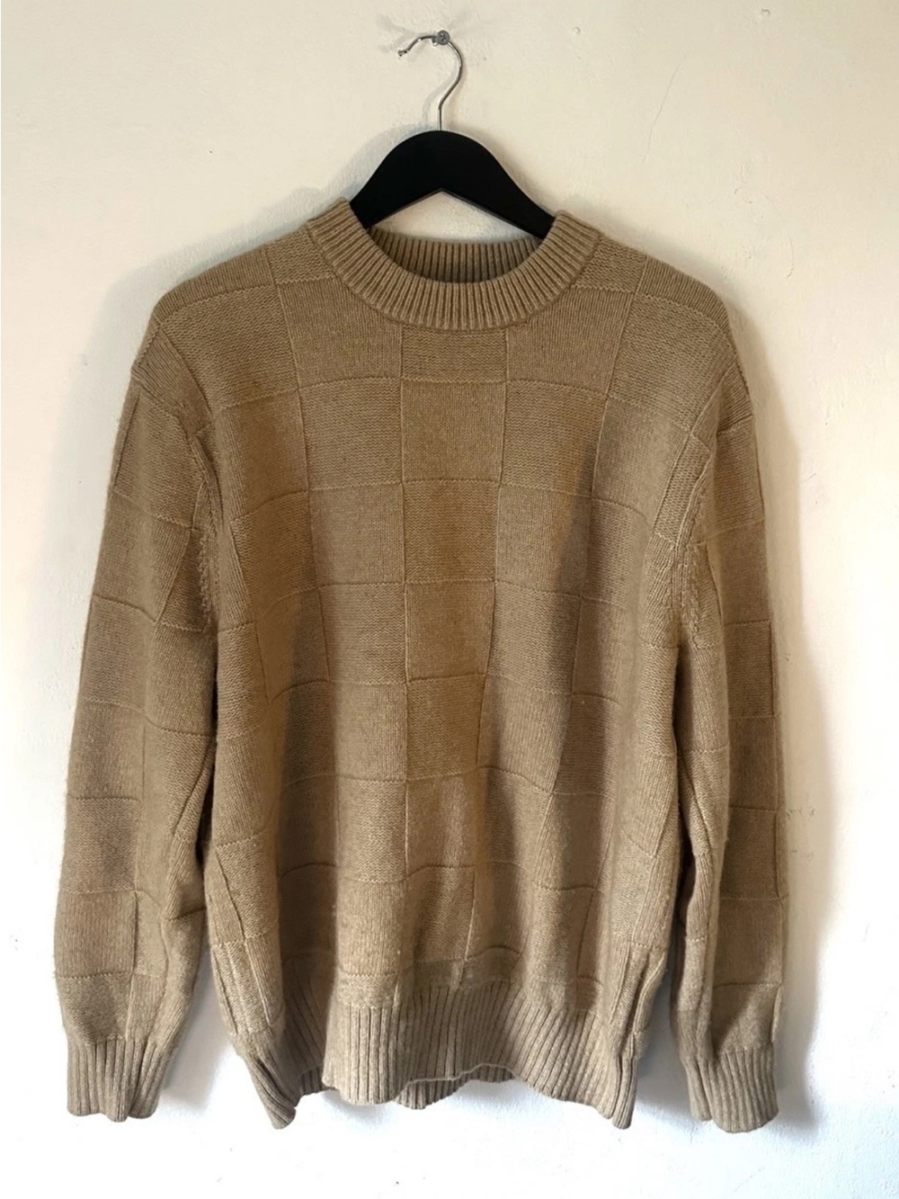 Madewell Wool Blend Crewneck Sweater Womens Large Tan Boxy Minimalist